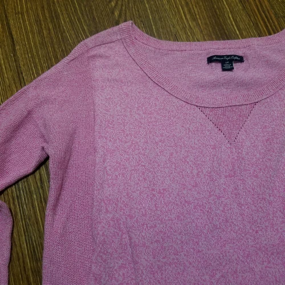 Pink High-Low AE Sweater - Picture 2 of 5